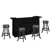 84" Dry Bar Black With Four Backless Barstools