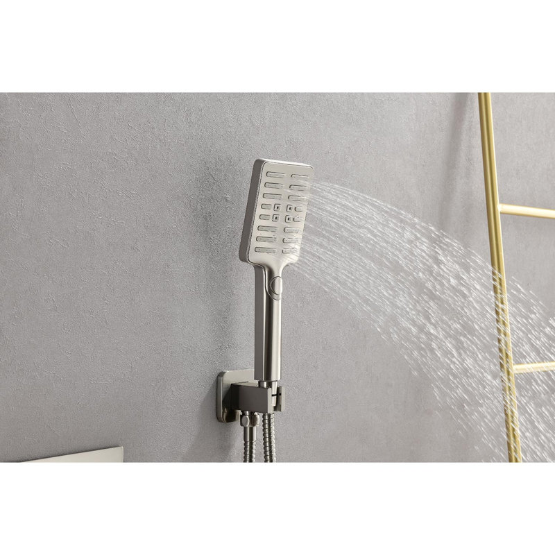 Dual Function Complete Shower System with Rough in-Valve, Brushed Nickel