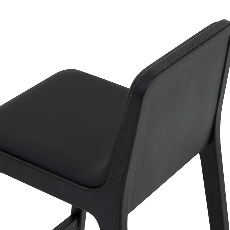Florent Upholstered Bar Stool with Solid Wood Frame, Matte Black/Midnight/Dark Bronze