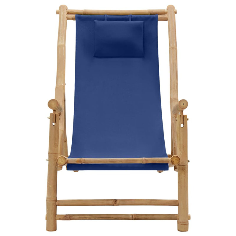 Minonk 106cm Long Reclining Bamboo Single Chaise, Navy Blue