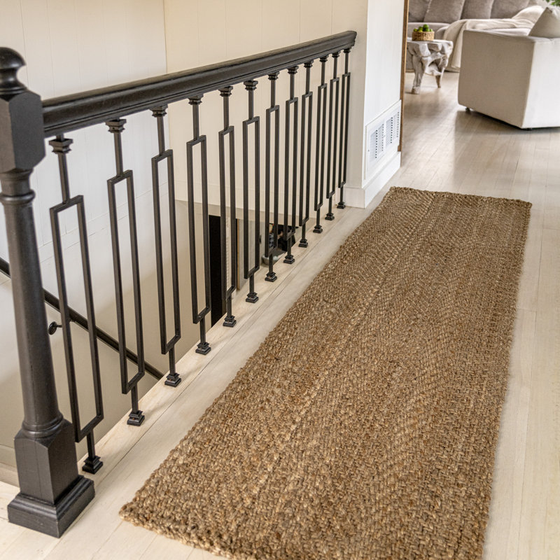 Tapis en jute tissé à la main Anishia, Tapis de couloir 2 pi 2 po x 12 pi