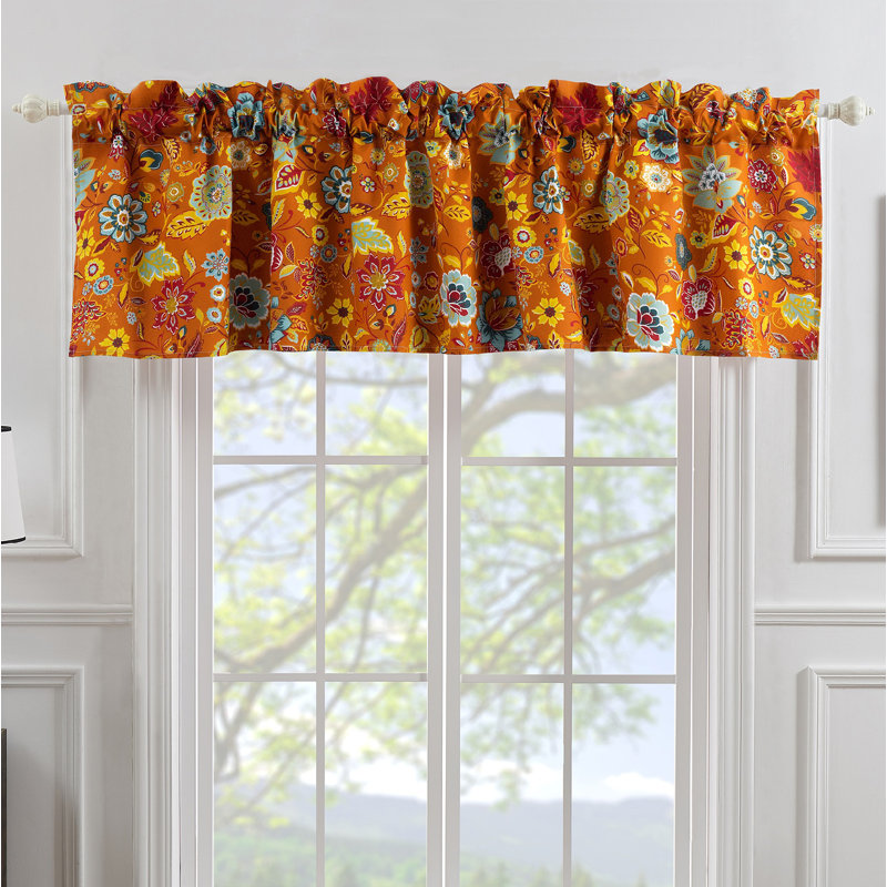 Astoria Spice Floral Polyester Rod Pocket Window Valance