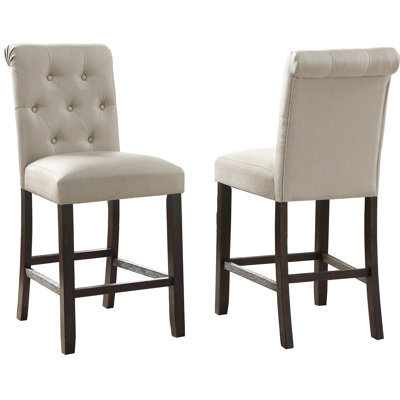 Chaises à hauteur de comptoir de 2, avec rembourrage et pieds foncés (2), dossiers rembourrés