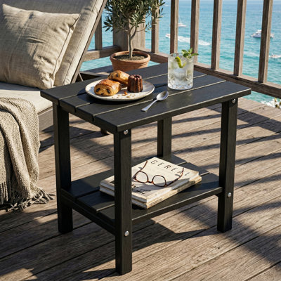 Table de bout extérieure à 2 niveaux Adirondack, table de bout de patio en PEHD toutes saisons