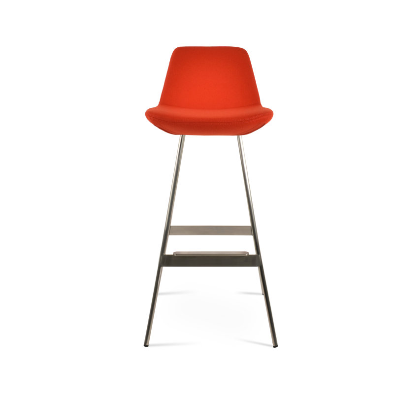 Tabouret Pera Balat, Laine orange, Chrome chrome, Tabouret de bar (siège d'une hauteur de 29 po)