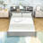 Wooden Platform Bed with Integrated LED Motion Sensor Light, Flexible Bed Guardrails and Shelf-312015104-312015117