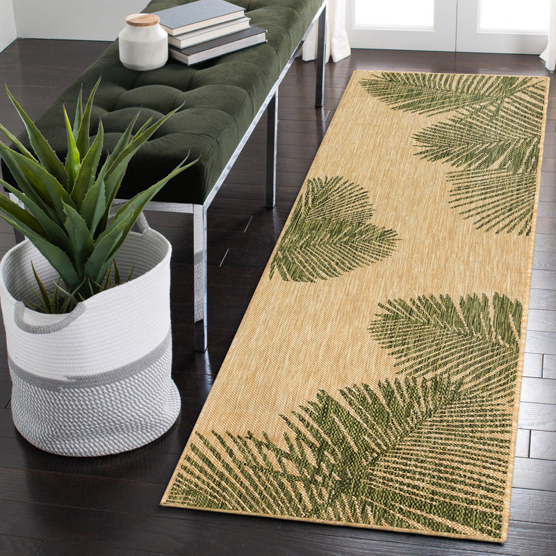 Tapis floral intérieur / extérieur Ashwin, Tapis de couloir : 1 pi 11 po x 7 pi 6 po