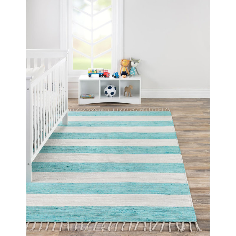 Abitha Cotton Striped Indoor Rug, Rectangle 4'1" x 6'1"