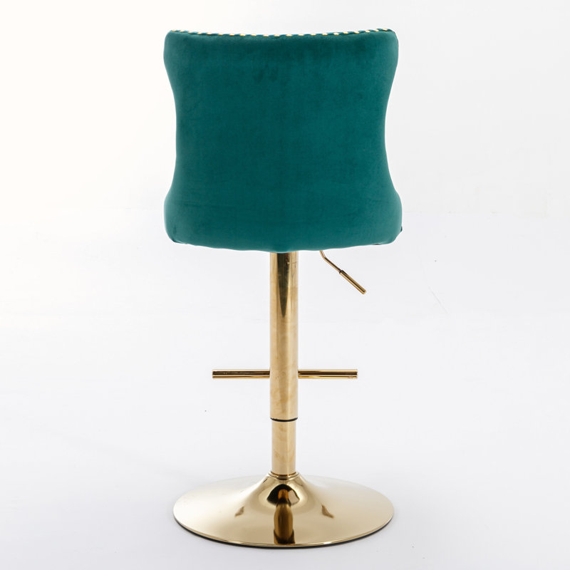 Kennasyn Swivel Upholstered Adjustable Height Counter Stool, Gold/Green