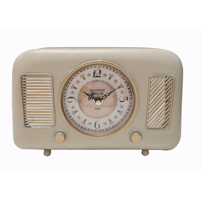 Analog Metal Quartz Movement / Crystal Tabletop Clock in Antique