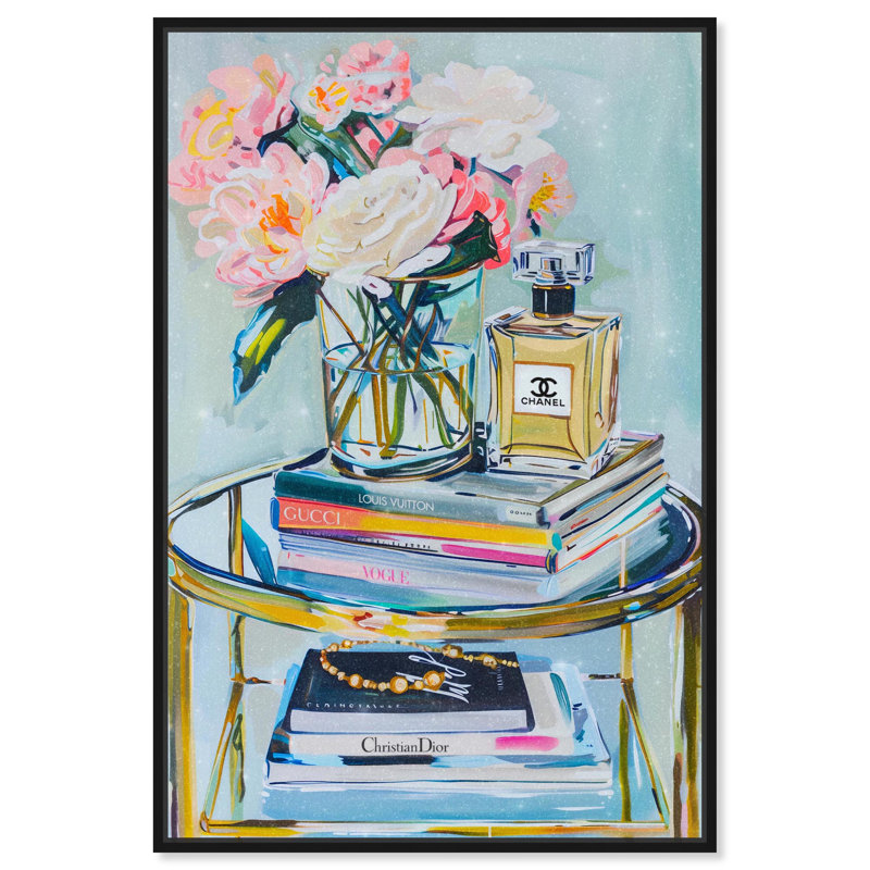Support en verre Glam Canvas par Art Remedy, Noir, H 16 po x l 11 po, Cadre flottant