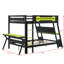 Lit double superposé multifonctionnel, bureau double intégré, ports USB et rangement perforé-630697189