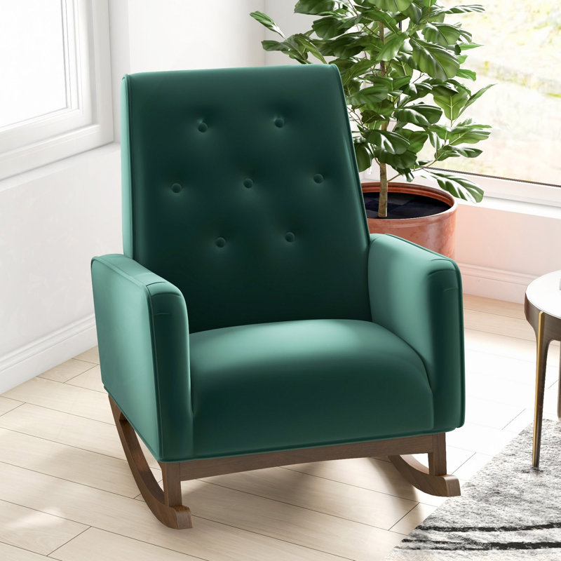 Rocking Chair, Demetrius Solid Wood Rocking Chair, Green