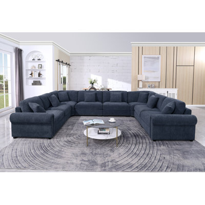 Canapé modulaire réversible surdimensionné en chenille surdimensionné à 8 places pour grands salons et grands espaces