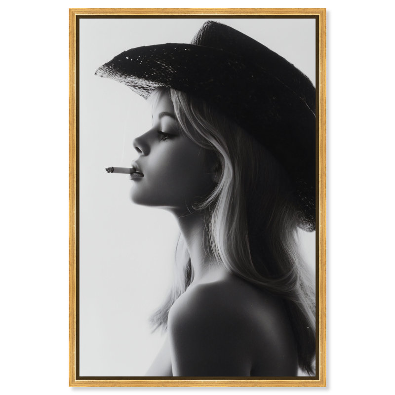 Desert Cowgirl Fashion Canvas Print by Oliver Gal, Black Frame, 10 x 15, 17"H x 25"W, Gold Floater Frame
