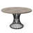 47-Inch Round Farmhouse Dining Table with Hourglass Metal Base, Grey Wood Finish for Modern Rustic Interiors-1807005934-1749463401