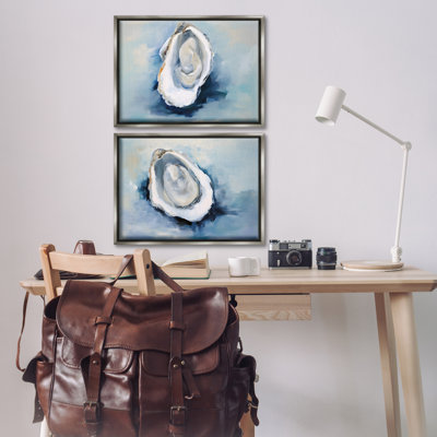 «Open Oyster Mollusk Shells», ensemble de 2 toiles flottantes encadrées par Petal Prints Design