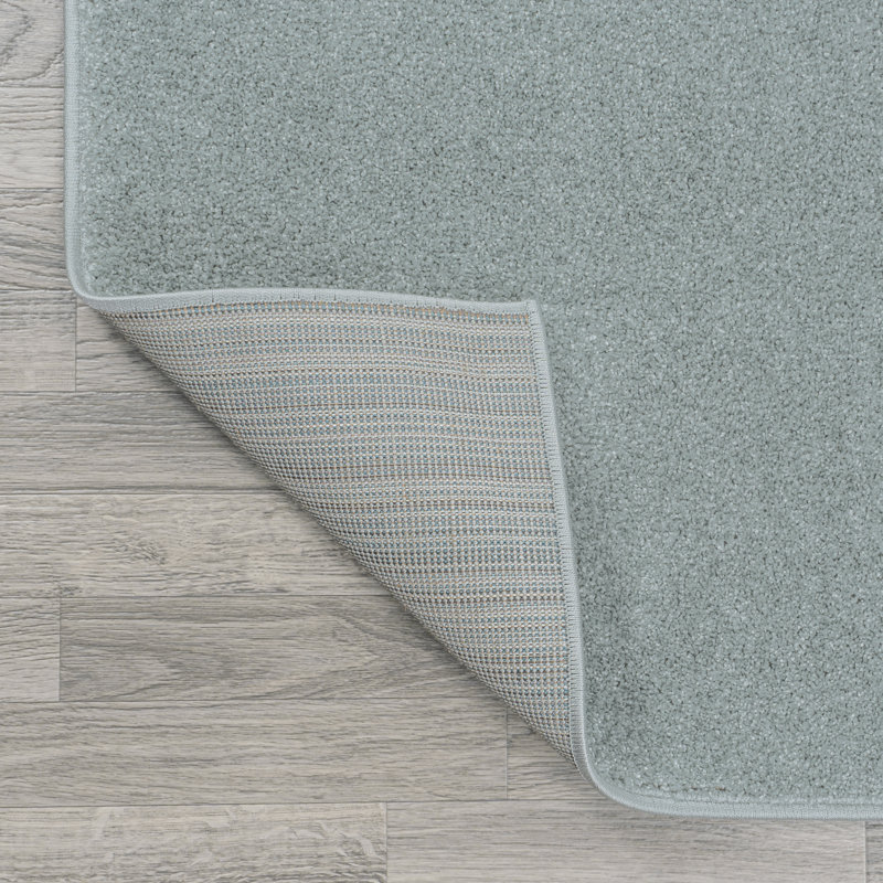 Arzel Solid Low-Pile Aqua Blue Rug, Runner 2' x 12'
