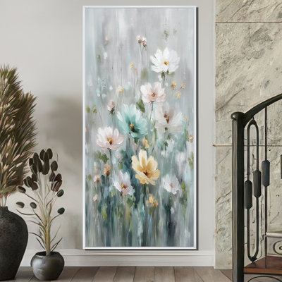 Yellow Blue Wildflowers In Bloom - Wildflowers Framed Art, Yellow Floral Wall Decor