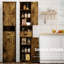 Armoire de salle de bain de 69 po de hauteur avec 2 portes de grange et 1 tiroir - couleur rétro, tablettes réglables, grand espace pour la salle de bain, le salon, le vestibule, la cuisine étroite, tablettes différentes-890477906