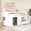 Lit mezzanine bas simple en bois massif avec tablette à tiroirs - Blanc, peu encombrant pour les petites pièces