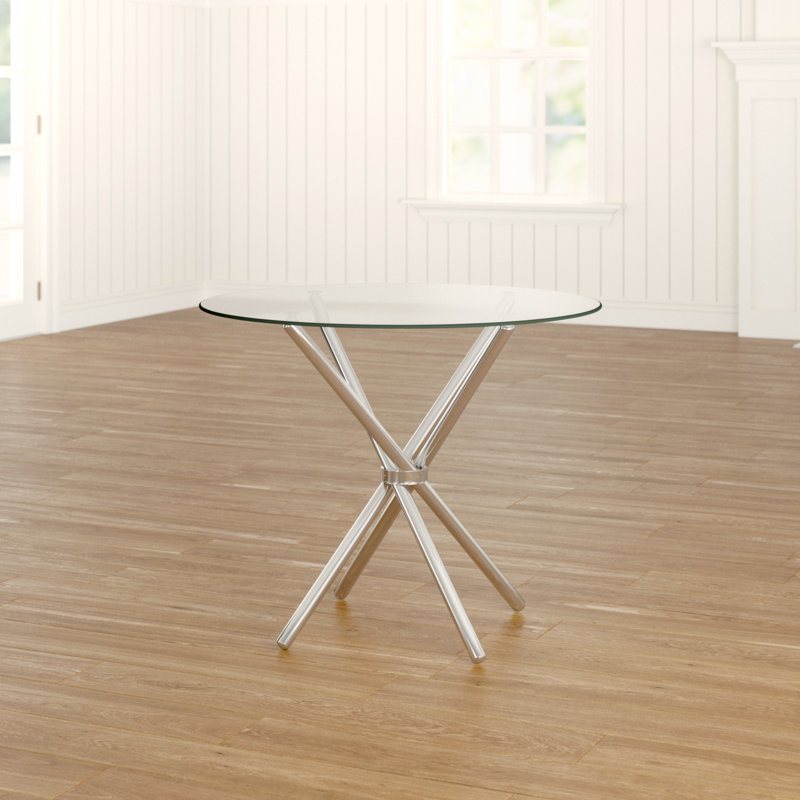 Casa Round Dining Table, Chrome, Clear