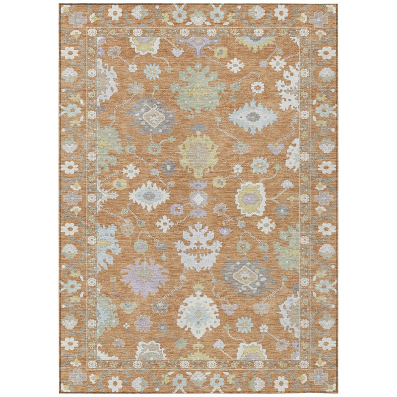 Machine Washable Indoor/Outdoor Chantille ACN2675 Global Rug, 3' x 5', Copper