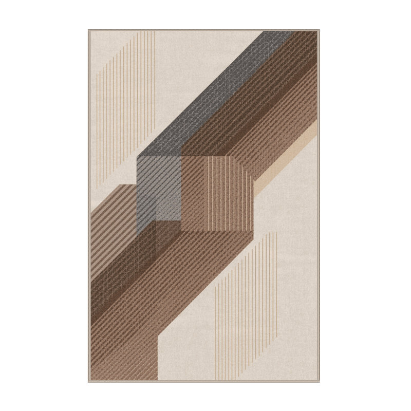 Tapis beige lavable à la machine moderne Luray - reliure beige, 6 X 9