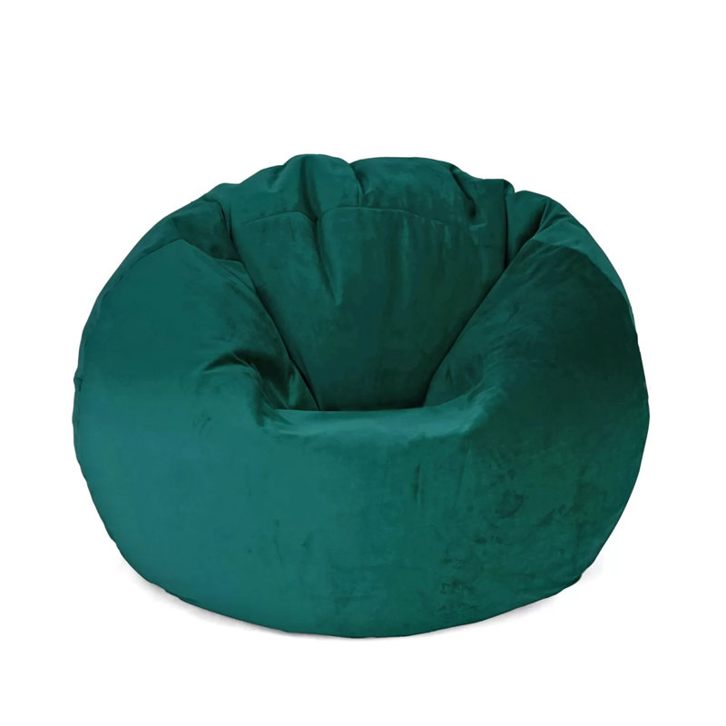 Extra Large Round Velvet Bean Bag Cover -  58" X 58" - Forest Green, Green Polyester