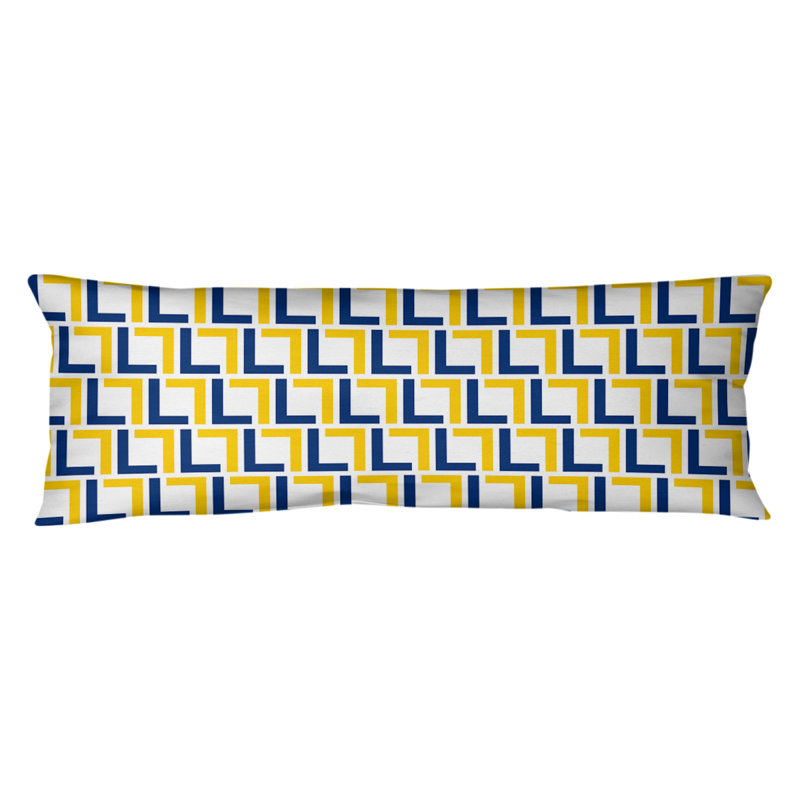 Polyester Medium Pillow, Microfiber, White/Royal Blue/Gold