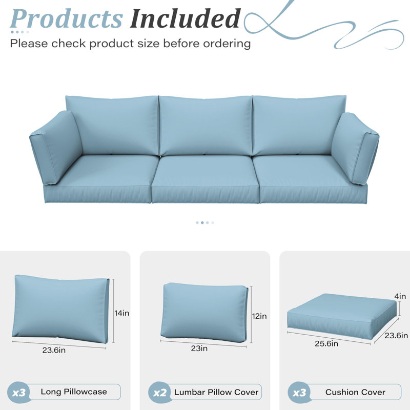 Ensemble de housses de coussin d'extérieur 8 pièces Cartert pour coussins d'extérieur et meubles de patio , Bleu clair