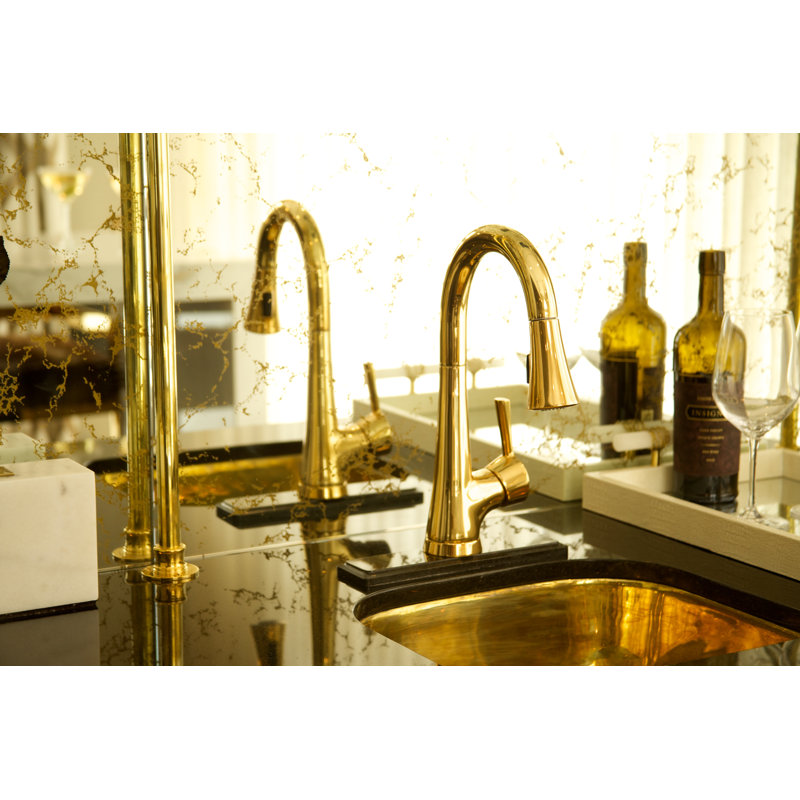 Vespera Single Handle Pull Down Bar Faucet, Satin Nickel (PVD)