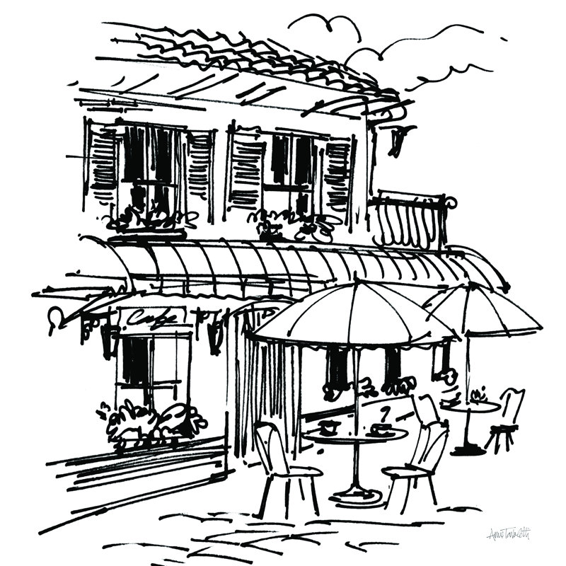 Café croquis I, H 20 po x l 20 po