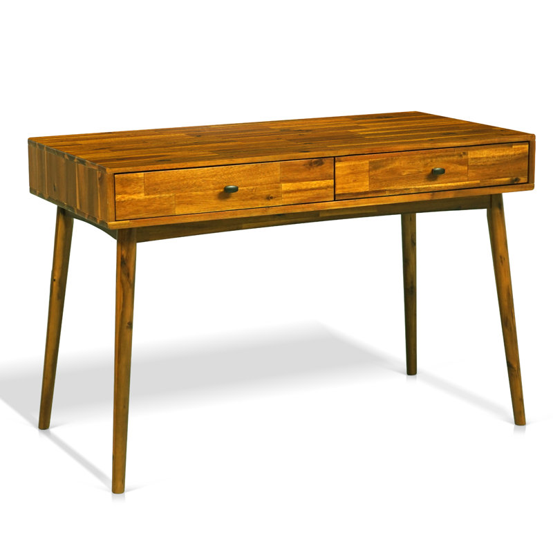 48" Solid Wood Work Desk with Drawers Work Table for Home Office,, Caramel