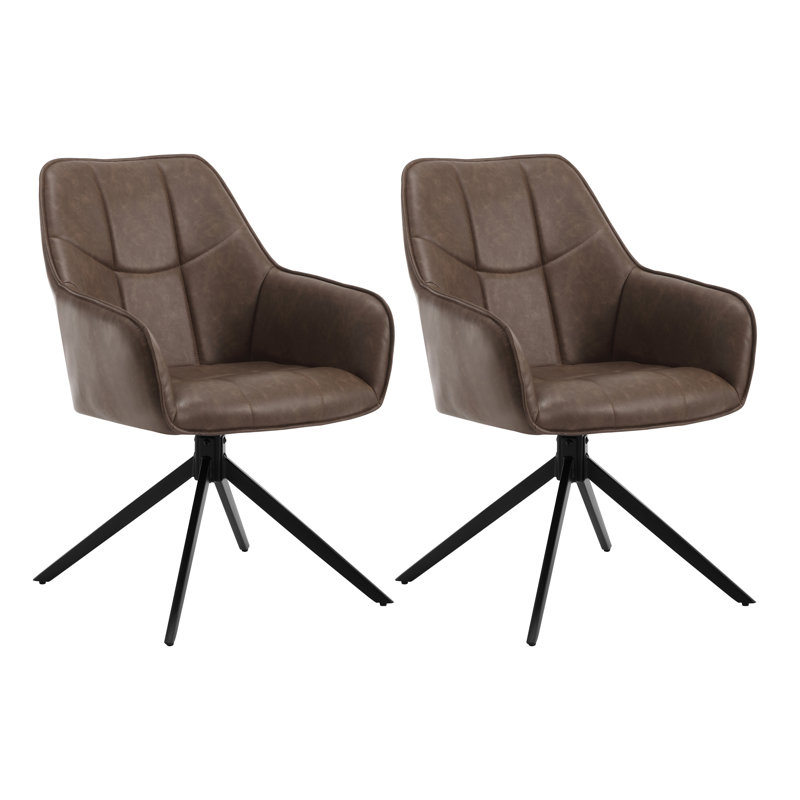 Tajana Upholstered Metal Side Chair, Brown, 2