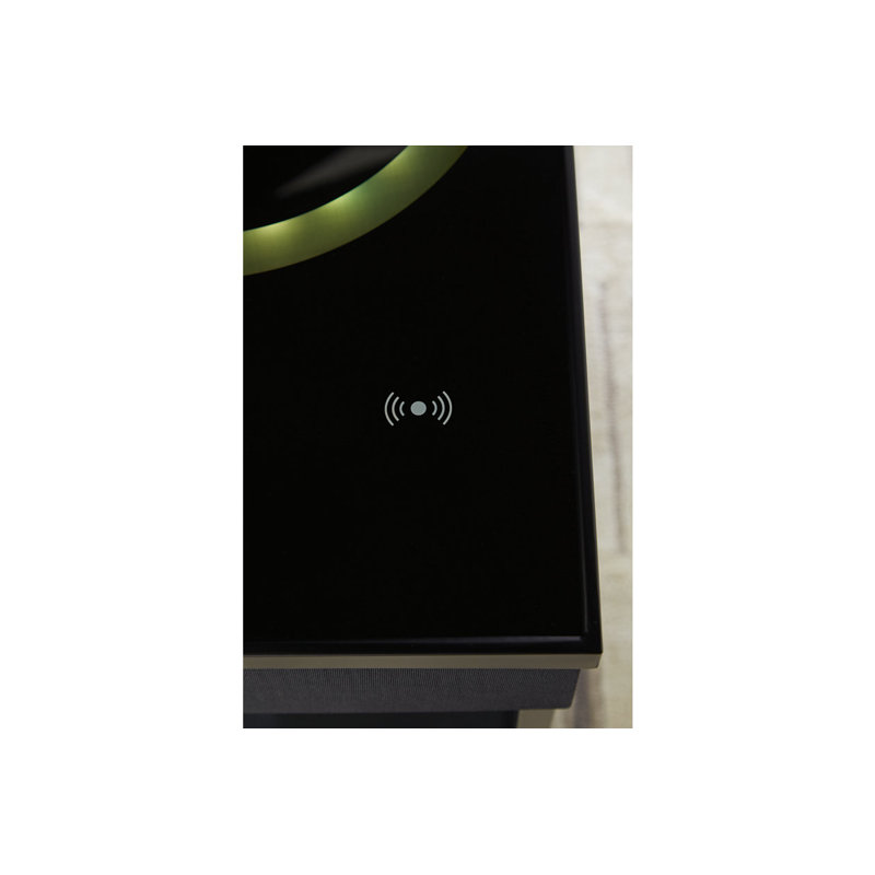 Black Metal and Glass Rectangular Accent Table with USB Charging