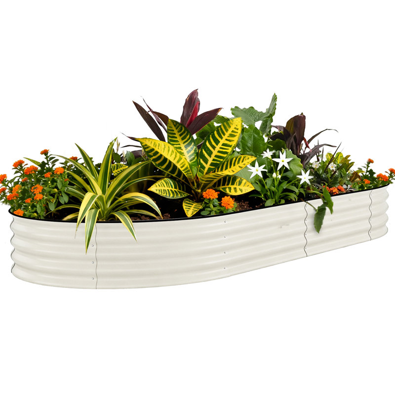 Metal Raised Garden Bed, Beige, 45cm H x 300cm W x 120cm D