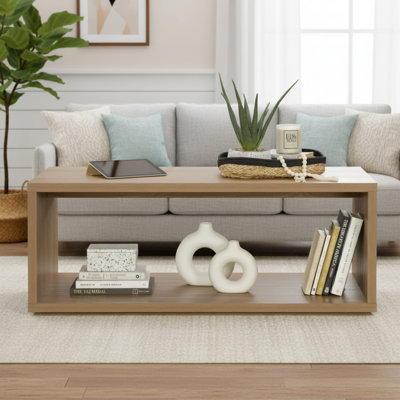 Warm Walnut Wood Textured Coffee Table