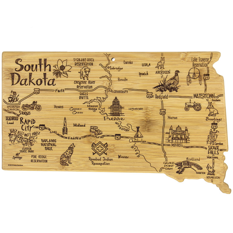 Totally Bamboo State Destination Series Bamboo South Dakota Cutting Board
