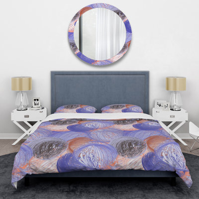 Coral and Purple Grunge Striped - Abstract Duvet Cover Set - Microfiber Polyester