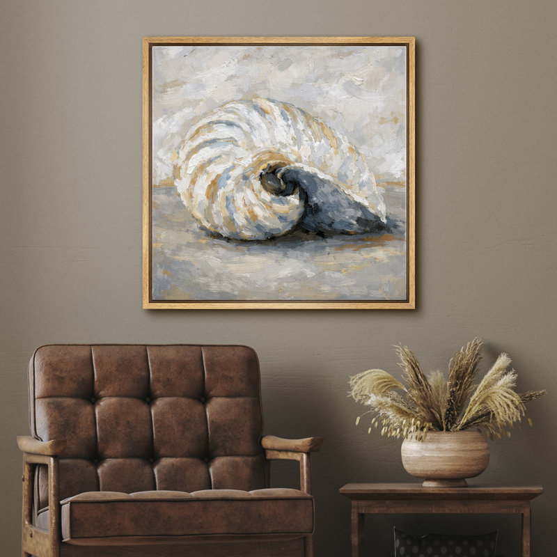 Œuvre de coquillage classique en spirale classique, photos de décor de bord de mer doux, impression sur toile encadrée