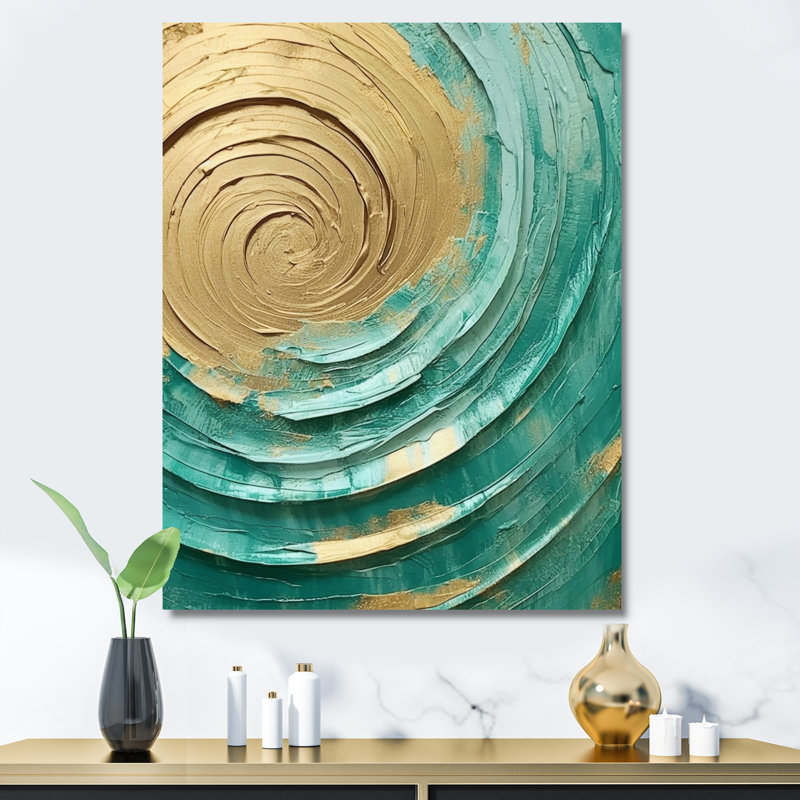 «Teal Gold», reproductions d'art mural, H 40 po x l 30 po x P 1,5 po, Toile tendue