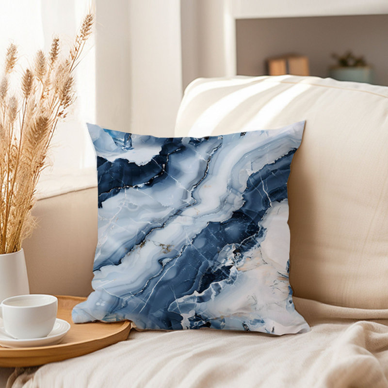 Abstract Blue Marble Geode Crystal VII Modern, 18"H x 18"W