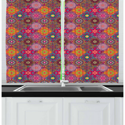 Damask Tailored Kitchen Curtain