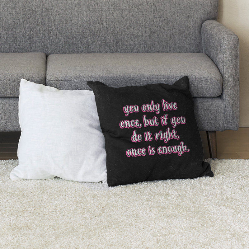 Coussin de sol You Only Live Once, 40 po x 40 po, Rose