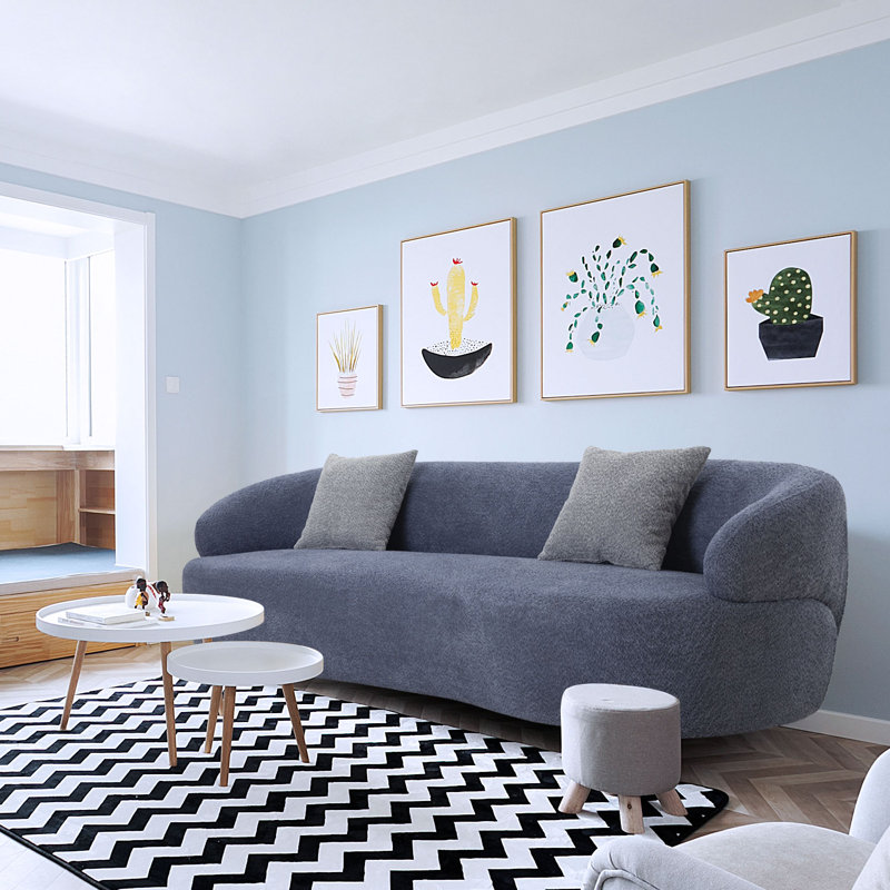 Curved Sofa, 3 Seat Cloud couch sofa Fabric Couch for Living Room, Navy Velvet