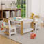 Ensemble de table de jeu et de chaises pour enfants 2 en 1, avec 7 compartiments de rangement, compatible avec le bloc de construction LEGO, mobilier de jeu d'apprentissage de l'activité moderne - blanc