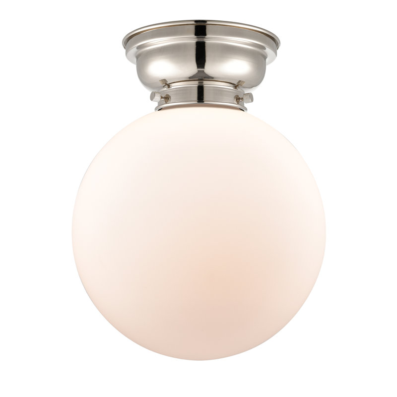 Plafonnier encastré 1 lumière Chippewa, Blanc mat, Ampoule non incluse, Nickel poli
