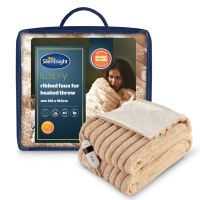 Silentnight Luxury Ribbed Faux Fur Heated Throw