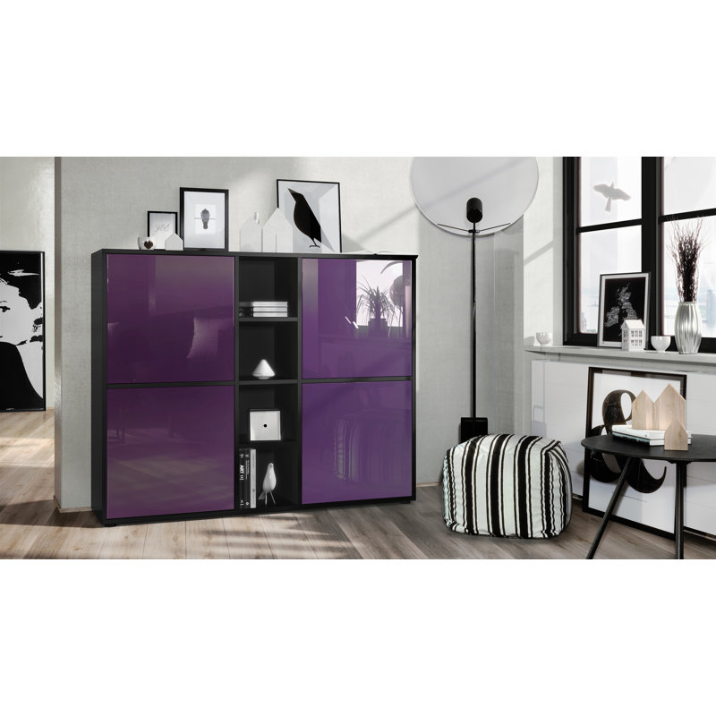 Mcbryde 130.5cm Sideboard, Matte Black/High Gloss Blackberry